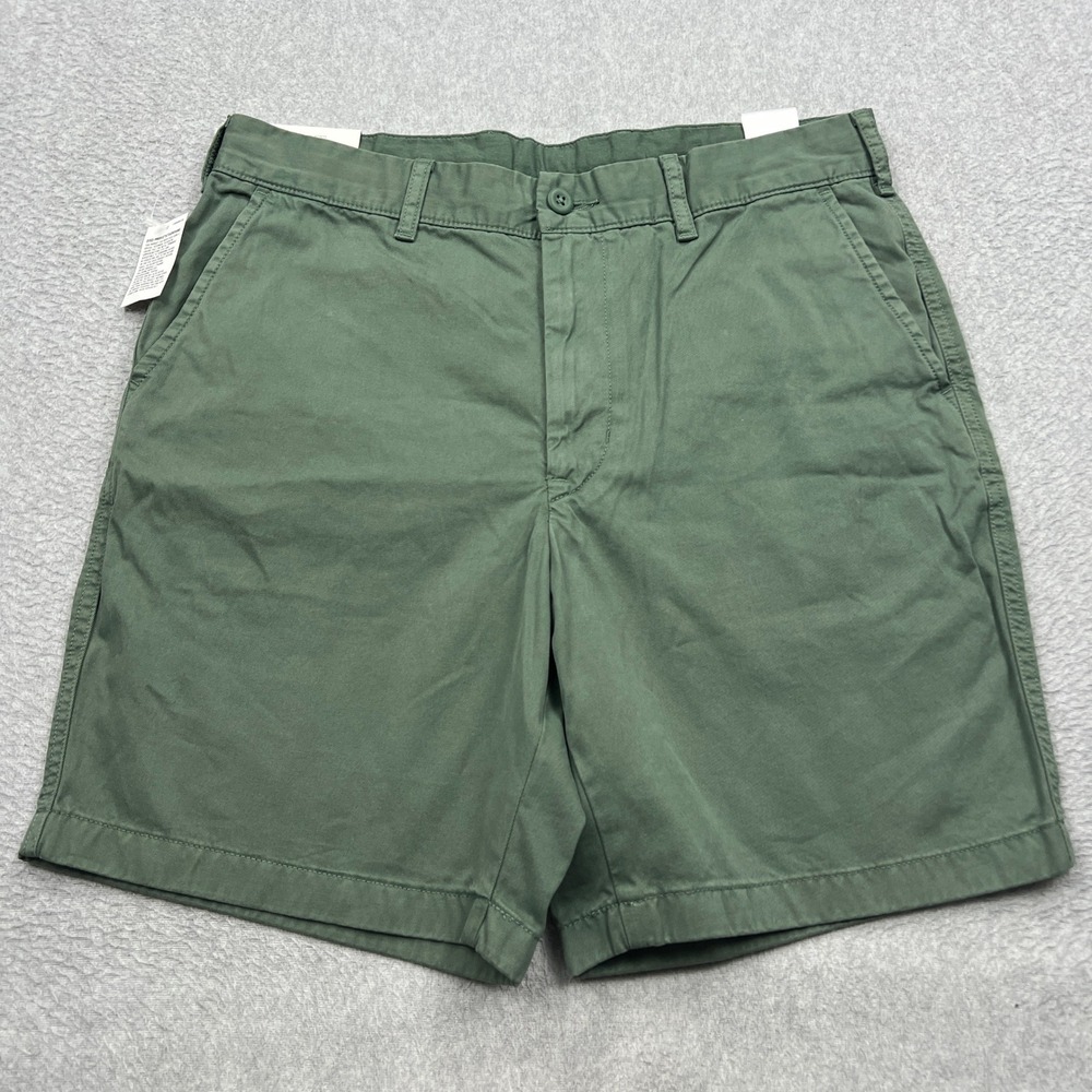 NEW Uniqlo Chino Shorts 7" Mens Medium Green Garment Dye Cotton Twill Drawstring